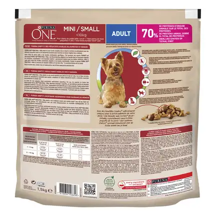 Сухий корм PURINA ONE Mini/Small для дорослих собак дрібних порід з яловичиною та рисом 1,5 кг: додаткове фото 2