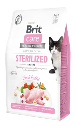 Сухий корм Brit Care Cat GF Sterilized Sensitive для стерилізованих котів з чутливим травленням, з кроликом, 2 кг