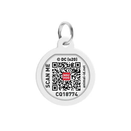 Адресник для собак та котів металічний WAUDOG Smart ID з QR паспортом, малюнок "Супермен-герой", круг, Д 25 мм: додаткове фото 3