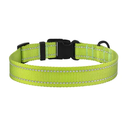 Нашийник для Собак BronzeDog Active Нейлоновий зі Світловідбиттям та Пластиковою Пряжкою Салатовий L: додаткове фото 4