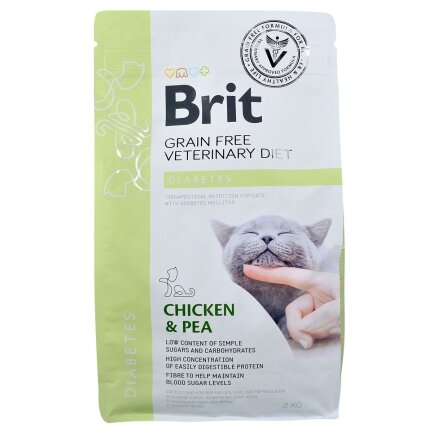 Сухий корм Brit GF VetDiet Cat Diabetes для котів, при цукровому діабеті, з куркою та горохом, 2 кг — Фото 2