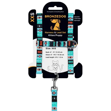 Шлея з повідцем для Котів та Дрібних Собак BronzeDog Urban Інки XS: додаткове фото 4