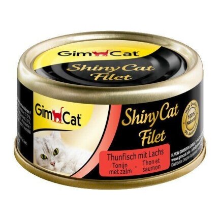 Вологий корм GimCat Shiny Cat Filet для котів, тунець та лосось, 70 г — Фото 2