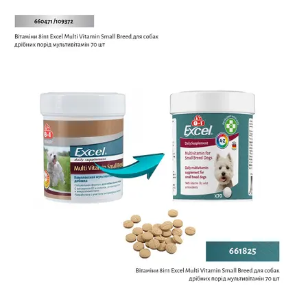 Вітаміни 8in1 Excel Multi Vitamin Small Breed для собак дрібних порід, мультивітамін, 70 шт: додаткове фото 2