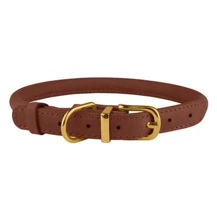 Нашийник для собак круглий шкіряний BronzeDog Crazy Коньячний XL: додаткове фото 2