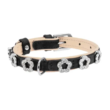 Нашийник "CoLLaR brilliance" подвійний з прикрасами "Квітка" (ширина 15мм, довжина 27-36см) чорний: додаткове фото 2