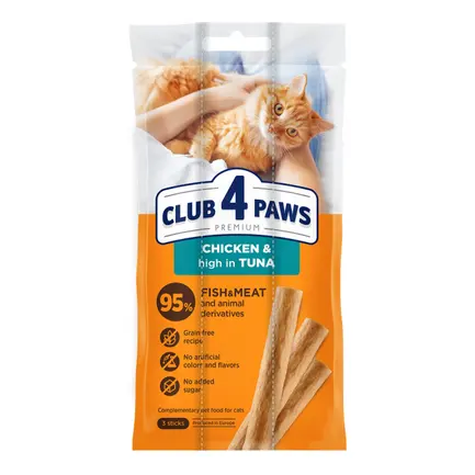 Club 4 Paws М'ясна паличка з куркою та тунцем для котів 3 х 0,005кг