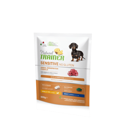 Natural Trainer Dog Sensitive Adult Mini сухий корм для дорослих собак дрібних порід без глютену з ягнятиною 0,8 кг