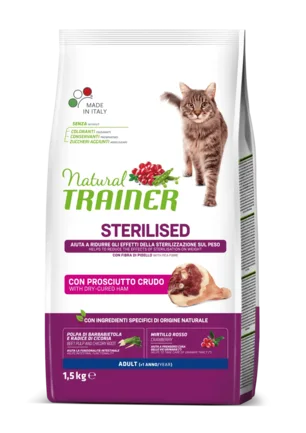 Natural Trainer Super Premium Adult Sterilised сухий корм з сиров’яленою шинкою для стерилізованих котів 1,5 кг