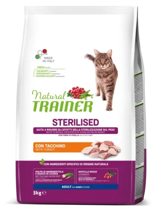 Natural Trainer Super Premium Adult Sterilised сухий корм з індичкою для стерилізованих котів 3 кг