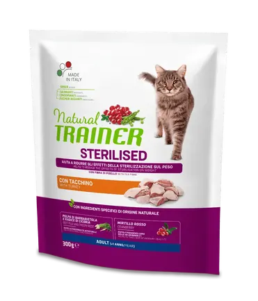 Natural Trainer Super Premium Adult Sterilised сухий корм з індичкою для стерилізованих котів 0,3 кг