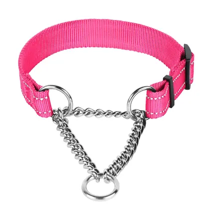 Нашийник для Собак Мартингейл BronzeDog Active нейлоновий зі світловідбиттям Рожевий S: додаткове фото 3