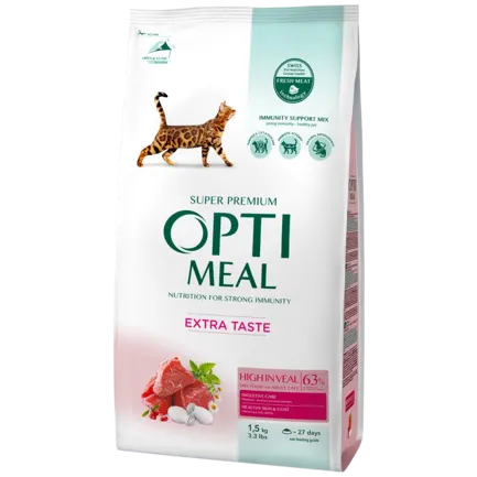 OPTIMEAL™. Сухий корм для дорослих котів з високим вмістом телятини, 1,5 кг