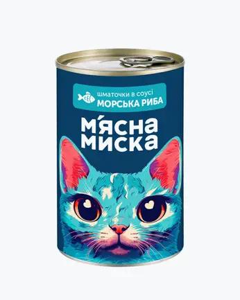 Вологий корм М'ясна Миска шматочки в соусі морська риба 415 г