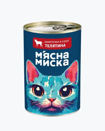 Вологий корм М'ясна Миска шматочки в соусі телятина 415 г