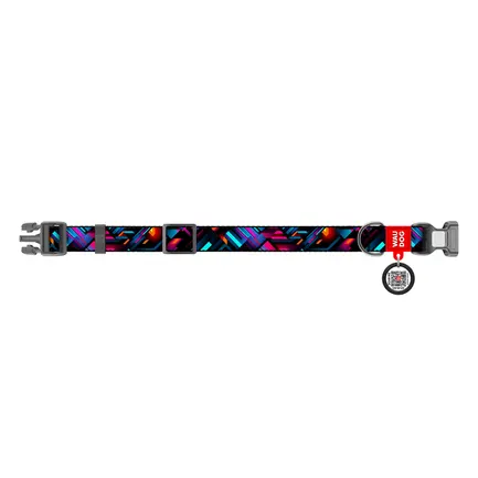 Нашийник для собак нейлоновий WAUDOG Nylon з QR паспортом, малюнок "Нескінченні світи", пластиковий фастекс, S, Ш 15 мм, Дов 25-35 см: додаткове фото 3