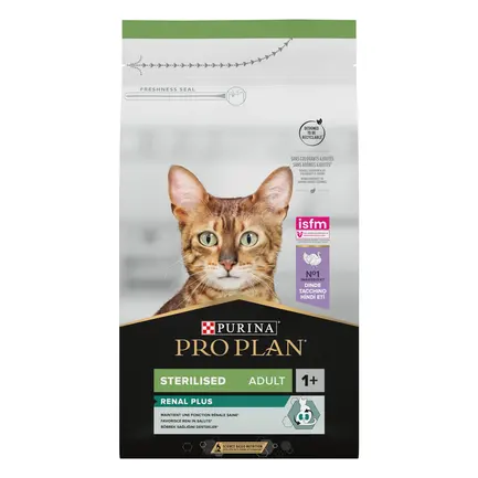 Сухий корм PRO PLAN Sterilised Adult 1+ Renal Plus для дорослих котів після стерилізації з індичкою 1,5 кг