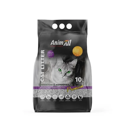 Бентонітовий наповнювач AnimAll Premium Lavender з ароматом лаванди, для котів, 10 л