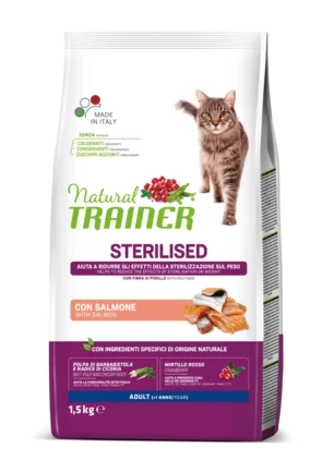 Natural Trainer Super Premium Adult Sterilised сухий корм з лососем для стерилізованих котів 1,5 кг