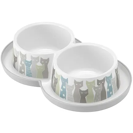 Moderna Double Trendy Dinner Maasai МОДЕРНА МАСАЇ подвійна миска для котів, 2х350мл Світло-сірий