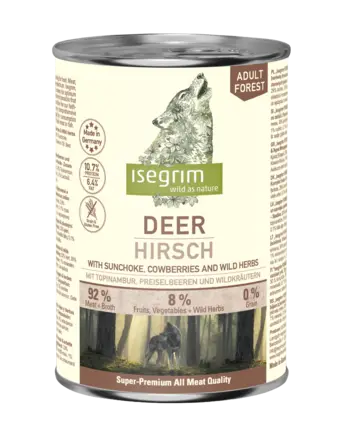 ISEGRIM Deer with Sunchoke, Cowberries & Wild Herbs 400 г. Вологий корм для собак. Оленина з топінамбуром, брусницею, травами