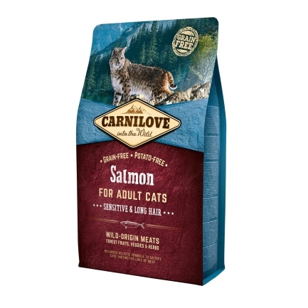Сухий корм Carnilove Cat Sensitive &amp; Long Hair для котів з чутливим травленням, лосось, 2 кг