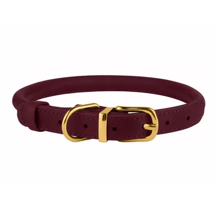 Нашийник для собак круглий шкіряний BronzeDog Crazy Бордовий L: додаткове фото 2
