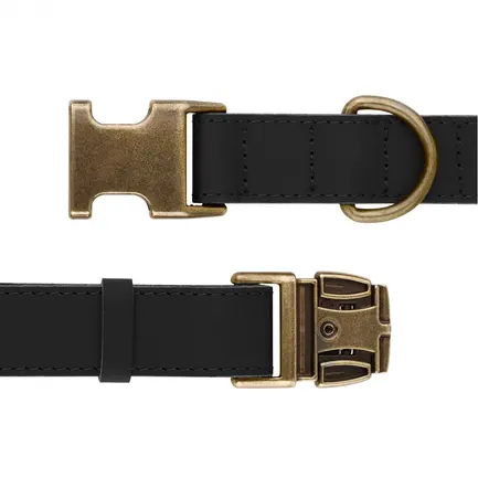 Нашийник для собак шкіряний BronzeDog Antiq чорний L: додаткове фото 4