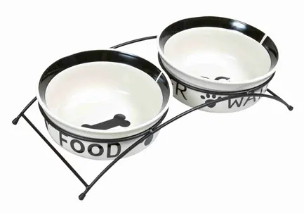 Миски Trixie Eat on Feet для собак, на металевій підставці, керамічні, 20 см, 2х1.6 л