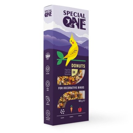 Пончики Speciаl One «Паприка, морква, кунжут» для декоративних птахів, 60 г