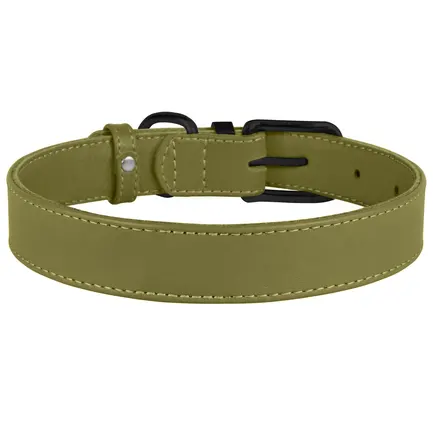 Нашийник для Собак Шкіряний BronzeDog Premium з Металевою Фурнітурою Оливковий 2XL: додаткове фото 5