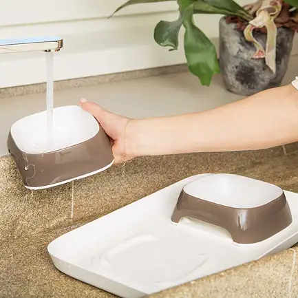 Ferplast GLAM TRAY S DOVE GREY Лоток з мисками для котів і собак: додаткове фото 2