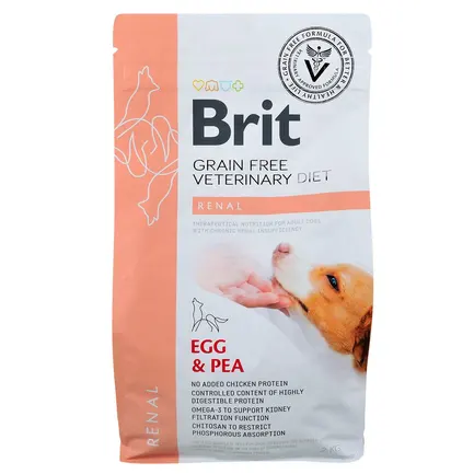Сухий корм Brit GF VetDiet Dog Renal для собак, при нирковій недостатності, з яйцем, горохом та гречкою, 2 кг: додаткове фото 3