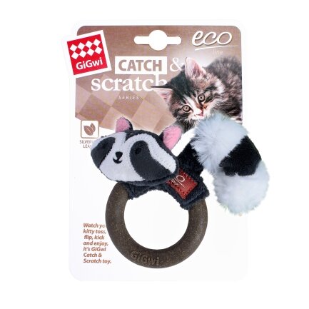 Іграшка для котів Gigwi Catch&amp;Scratch Єнот Кільце та Плюш S — Фото 1