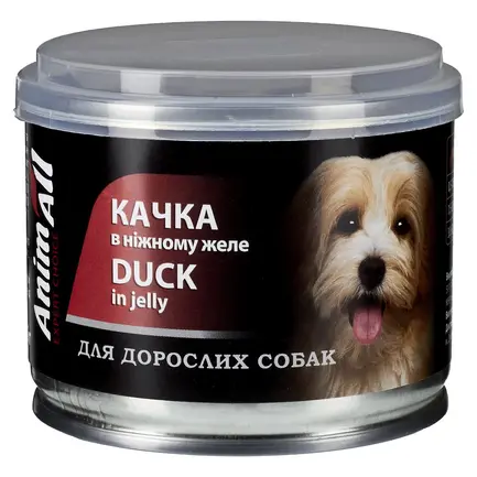 АнімАлл Вологий корм для собак Качка у ніжному желе, 195 г.