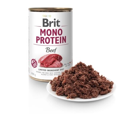 Вологий корм Brit Mono Protein Beef для собак, з яловичиною, 400 г — Фото 1