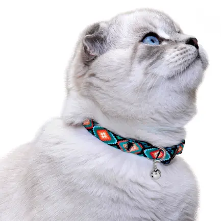 Нашийник для Котів BronzeDog Urban Нейлоновий з Пластиковою Пряжкою та Дзвіночком Ромби XS: додаткове фото 8