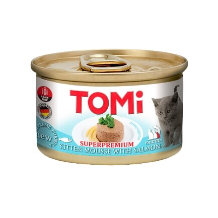 TOMi For Kitten with Salmon ТОМІ ДЛЯ КОШЕНЯТ ЛОСОСЬ консерви для кошенят, мус, банка 85г 0,085 кг