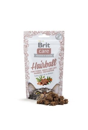 Функціональні ласощі Brit Care Hairball з качкою для котів, 50г — Фото 1