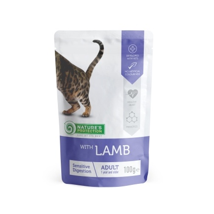 Вологий корм для дорослих котів з чутливим травленням з ягням Nature&#039;s Protection Sensitive digestion with Lamb 100 г