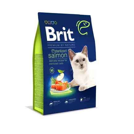 Сухий корм Brit Premium Cat by Nature Sterilized Salmon для стерилізованих котів, з лососем, 8 кг