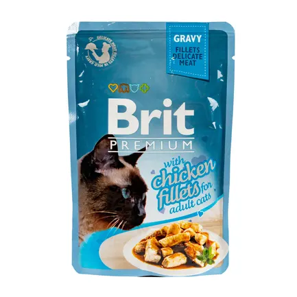 Вологий корм Brit Premium Cat Pouch для котів, філе курки в соусі, 85 г — Фото 2