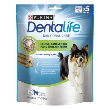 Ласощі DENTALIFE Medium для дорослих собак середніх порід для здоров'я зубів і ясен 115 г