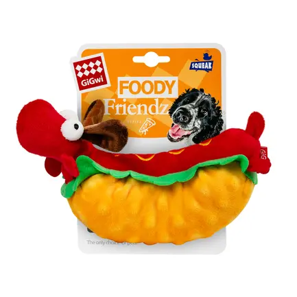 Іграшка для собак Хот-Дог з пищалкою GiGwi Foody Friends, текстиль, плюш, 24 см: додаткове фото 2