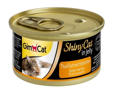 Вологий корм GimCat Shiny Cat для котів, тунець та курка, 70 г — Фото 2