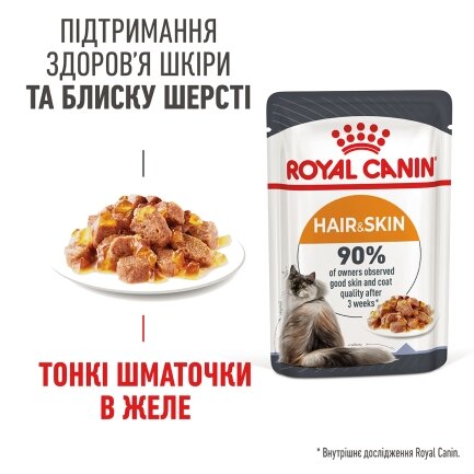 Вологий корм Royal Canin HAIR&amp;SKIN CARE IN JELLY для котів всіх порід 85 г — Фото 1