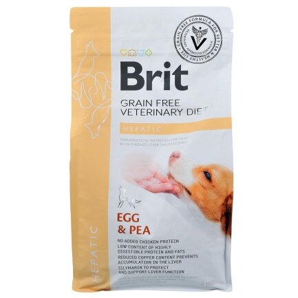 Сухий корм Brit GF VetDiet Dog Hepatic для собак, при хворобі печінки, з яйцем, горохом, бататом та гречкою, 2 кг — Фото 2