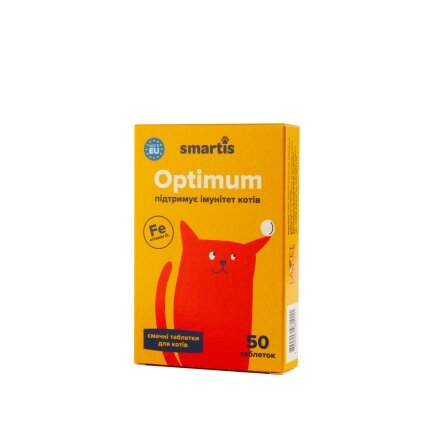 Додатковий корм Smartis Optimum із залізом для котів, 50 таб.