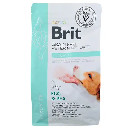 Сухий корм Brit GF VetDiet Dog Struvite для собак, при сечокаменній хворобі, з яйцем, індичкою, горохом і гречкою, 2 кг: додаткове фото 3