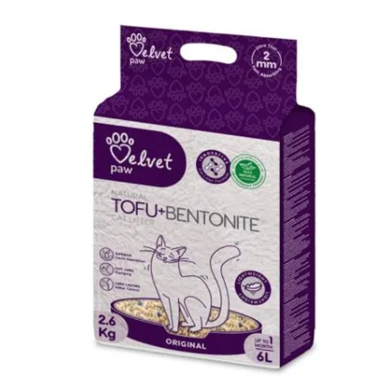 VELVET PAW TOFU Наповнювач для котячих туалетів з бентонітом, оригінальний, гранули 2 мм, 6 л/2,6 кг